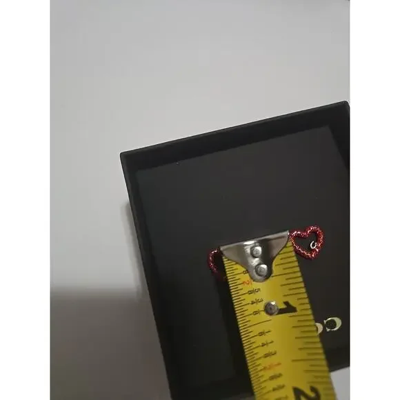 New Coach Faux Stone Pave Heart Red Stud Earrings Holiday Christmas Box - Picture 6 of 7